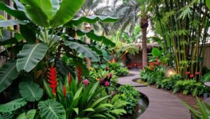 تصميم حديقة استوائية خضراء في الكويت