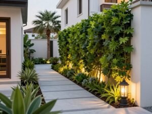 حديقة جانبية منسقة لفيلا كويتية حديقة جانبية منسقة لفيلا كويتية