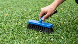 شخص ينظف الثيل الصناعي بطريقة صحيحة شخص ينظف الثيل الصناعي بطريقة صحيحة