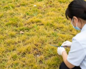 عشب مصفر يحتاج علاج