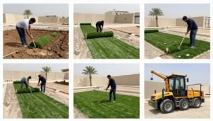 مراحل تركيب الثيل الطبيعي في الحدائق الكويتية مراحل تركيب الثيل الطبيعي في الحدائق الكويتية