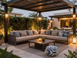 منطقة جلوس عصرية في حديقة كويتية منطقة جلوس عصرية في حديقة كويتية