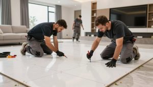 الرئيسية 6 فريق عمل لولو النجاح يقوم بتركيب أرضيات سيراميك في منزل بالكويت