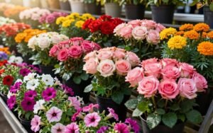 flowers في مشتل مع ألوان زاهية