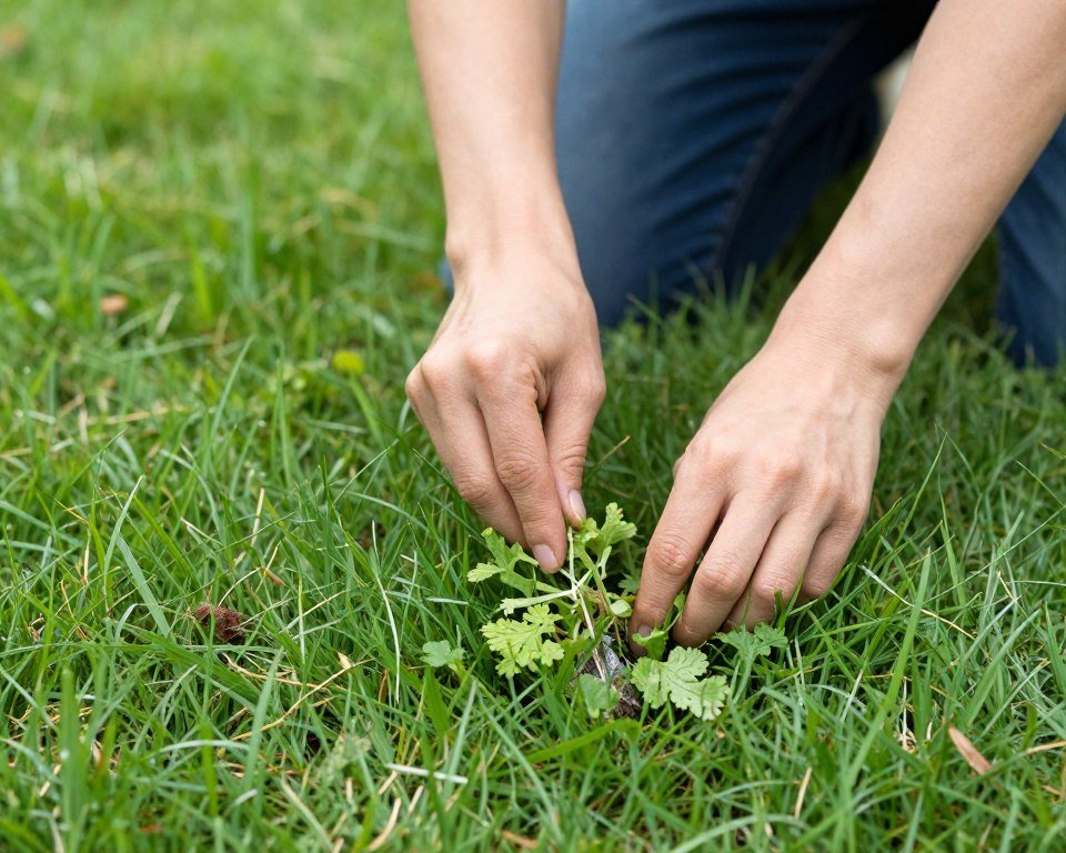 إزالة الأعشاب الضارة من العشب الطبيعي
