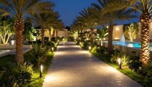 إضاءة حدائق ليلية احترافية في الكويت