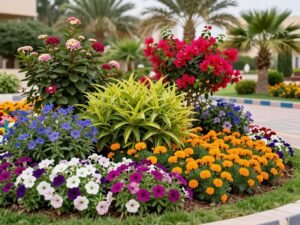 الحدائق الكويت - تنوع النباتات والزهور الملونة
