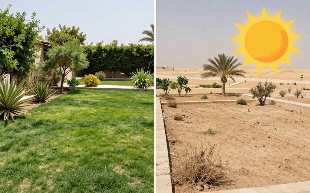 تأثير المناخ الصحراوي على صيانة حدائق الكويت