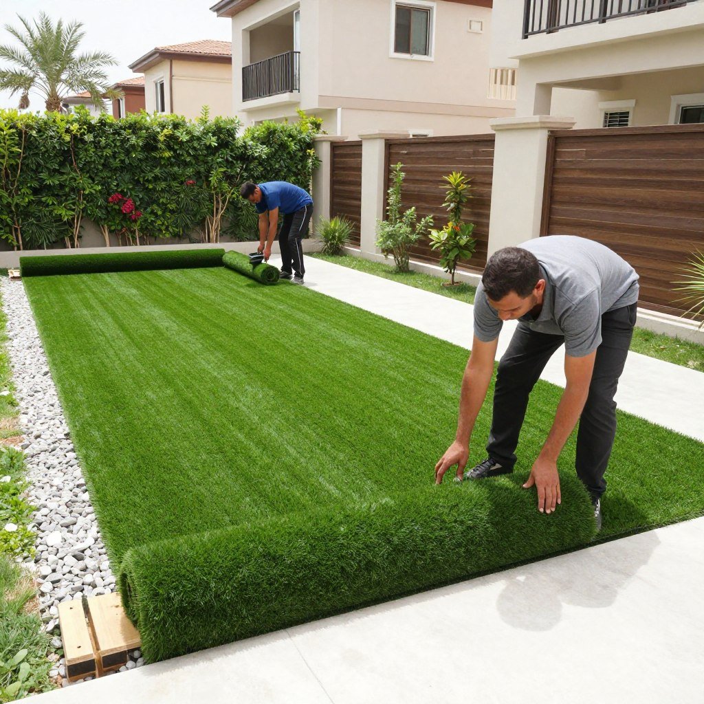 تركيب الثيل الصناعي في حديقة منزلية بالكويت تركيب الثيل الصناعي في حديقة منزلية بالكويت