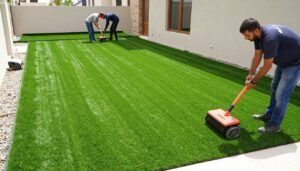 تركيب العشب الطبيعي والثيل الصناعي في السالمية