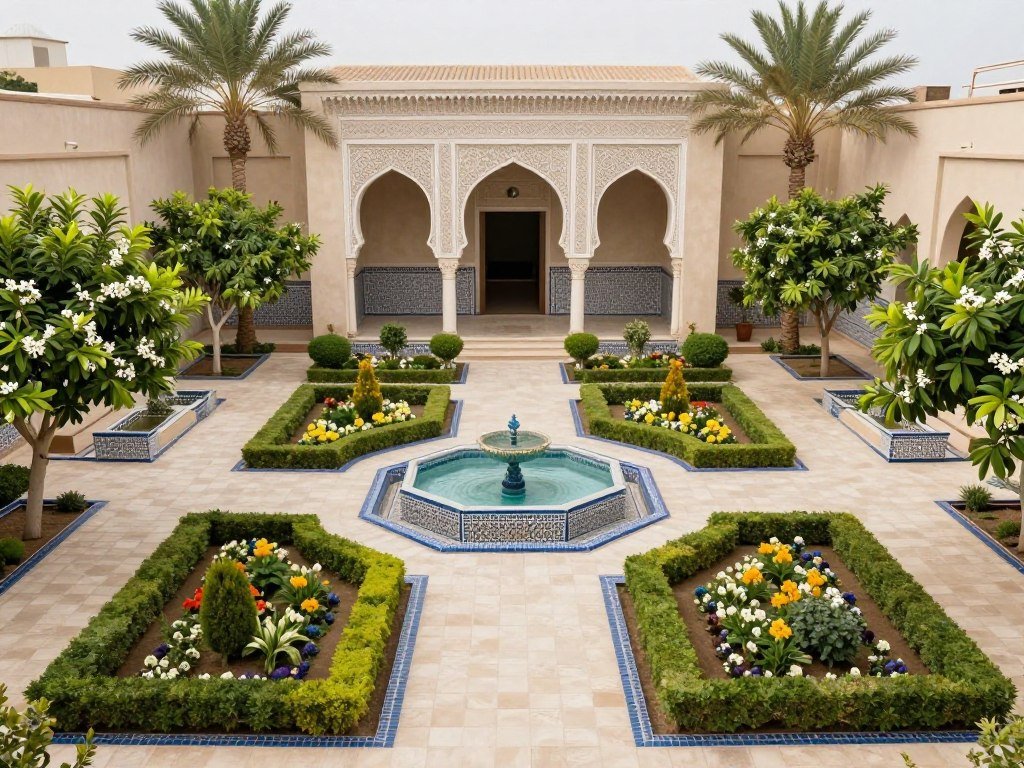 تصميم حديقة عربية إسلامية تقليدية تصميم حديقة عربية إسلامية تقليدية