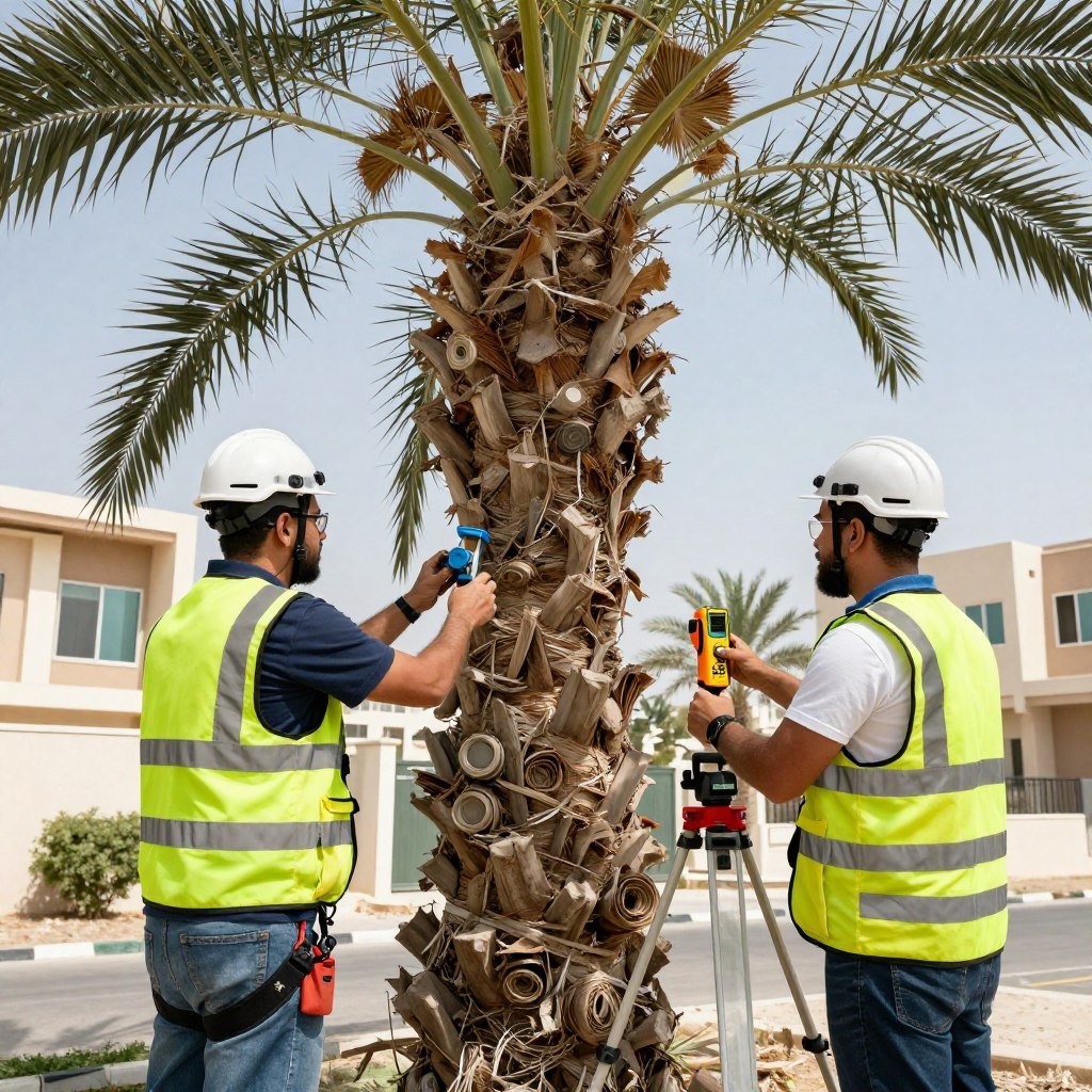 تقييم حالة النخلة قبل الإزالة