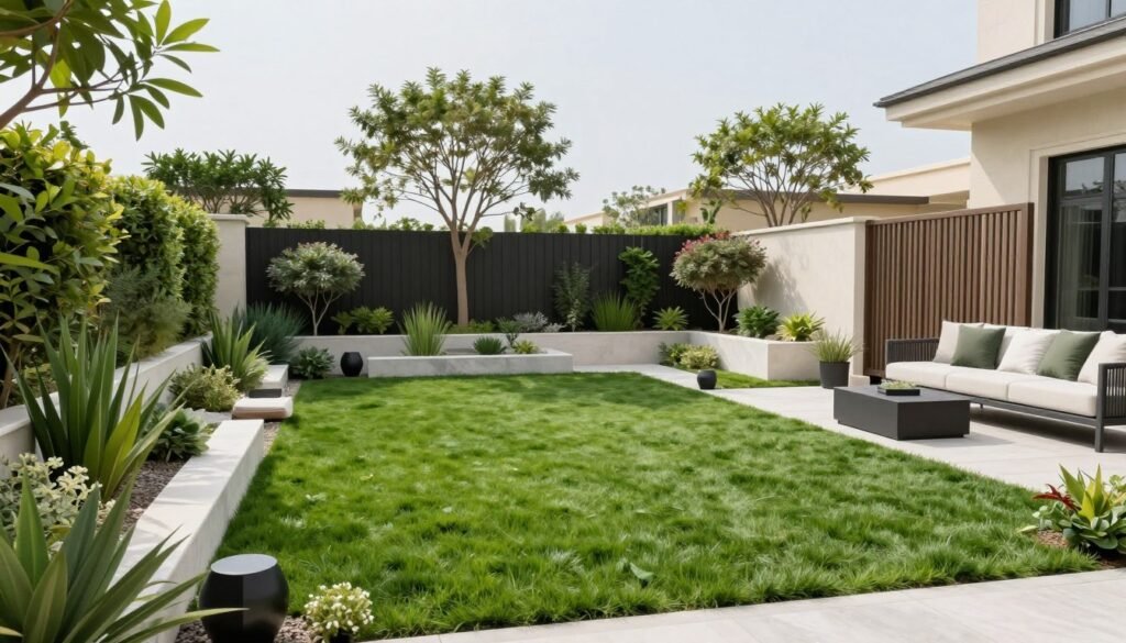 تنسيق حدائق متكامل مع ثيل طبيعي ونباتات زينة