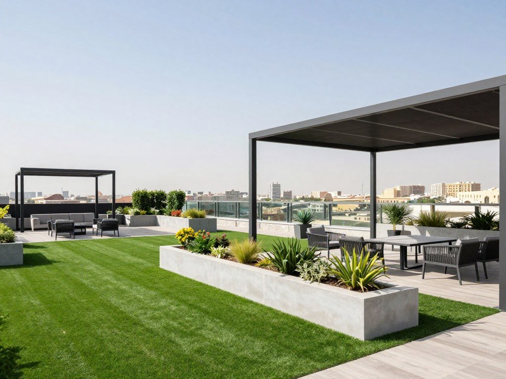 تنسيق حديقة سطح منزل عصرية تنسيق حديقة سطح منزل عصرية