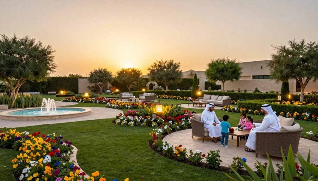 حديقة كويتية خلابة منسقة بالكامل