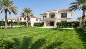 خدماتنا 6 حديقة منزل كويتي فاخرة مع ثيل طبيعي أخضر