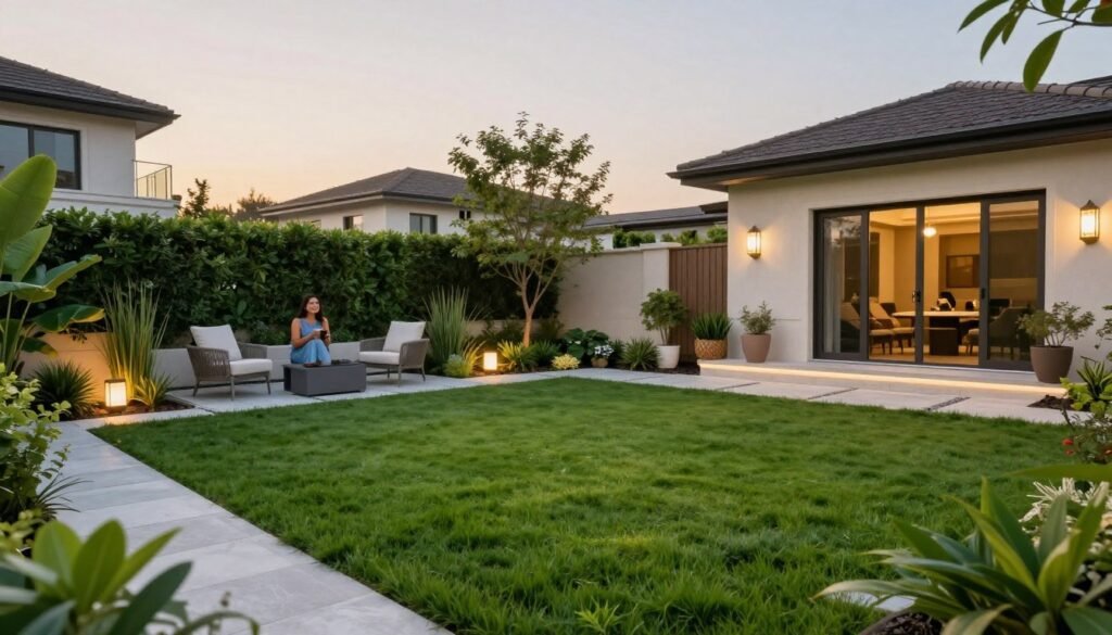 حديقة منزلية كويتية جميلة ومكتملة بعد تنسيق احترافي حديقة منزلية كويتية جميلة ومكتملة بعد تنسيق احترافي