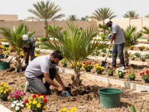زراعة النباتات والأشجار في حدائق الكويت