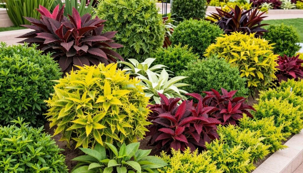 شجيرات ونباتات زينة متنوعة في حديقة كويتية شجيرات ونباتات زينة متنوعة في حديقة كويتية