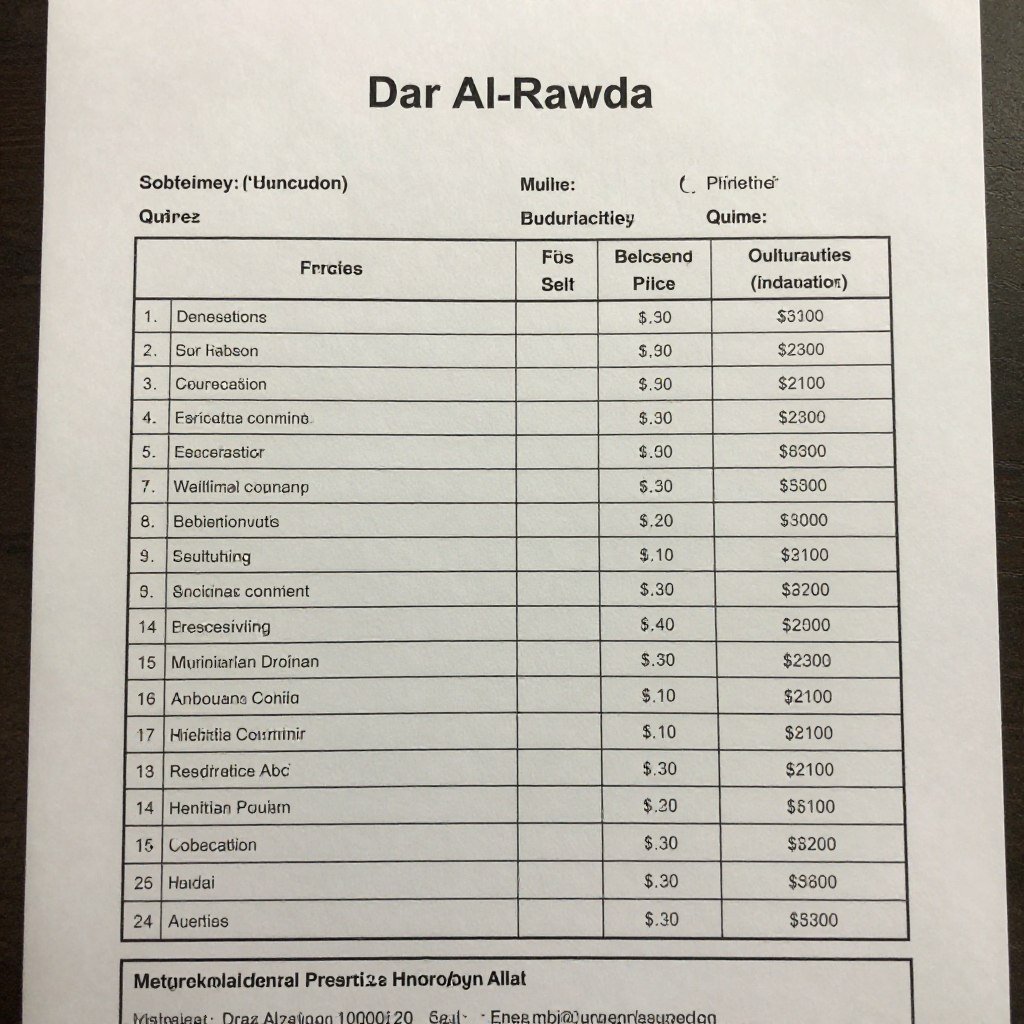 عرض سعر شفاف من دار الروضة