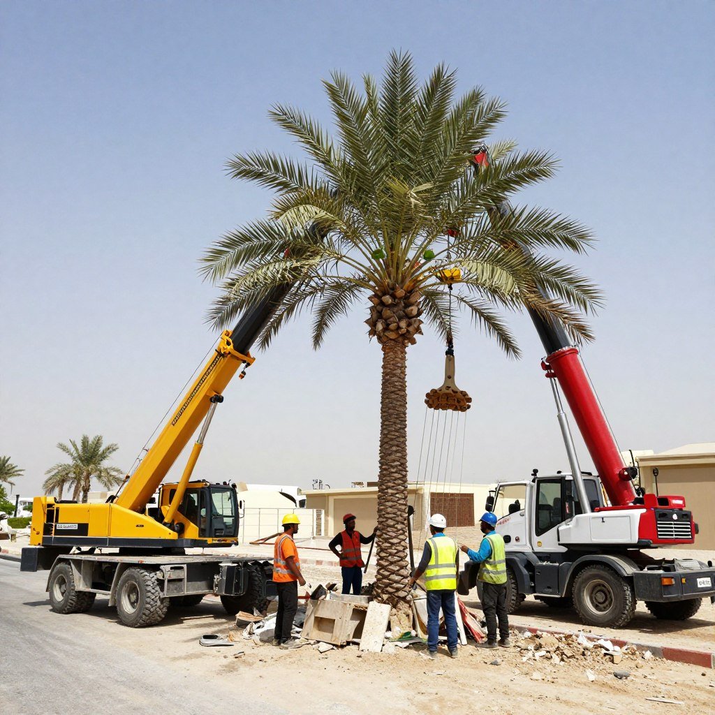 عملية شلع النخيل باستخدام معدات متخصصة