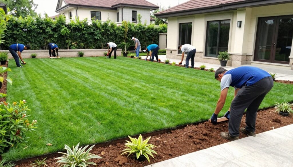 فريق دار الروضة يبدأ عملية تركيب الثيل