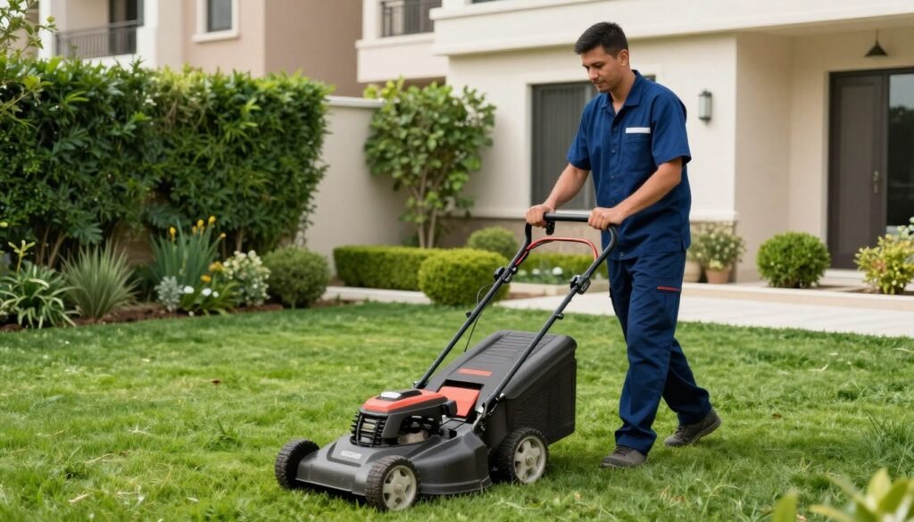 فني صيانة من دار الروضة يعتني بالتيل الطبيعي