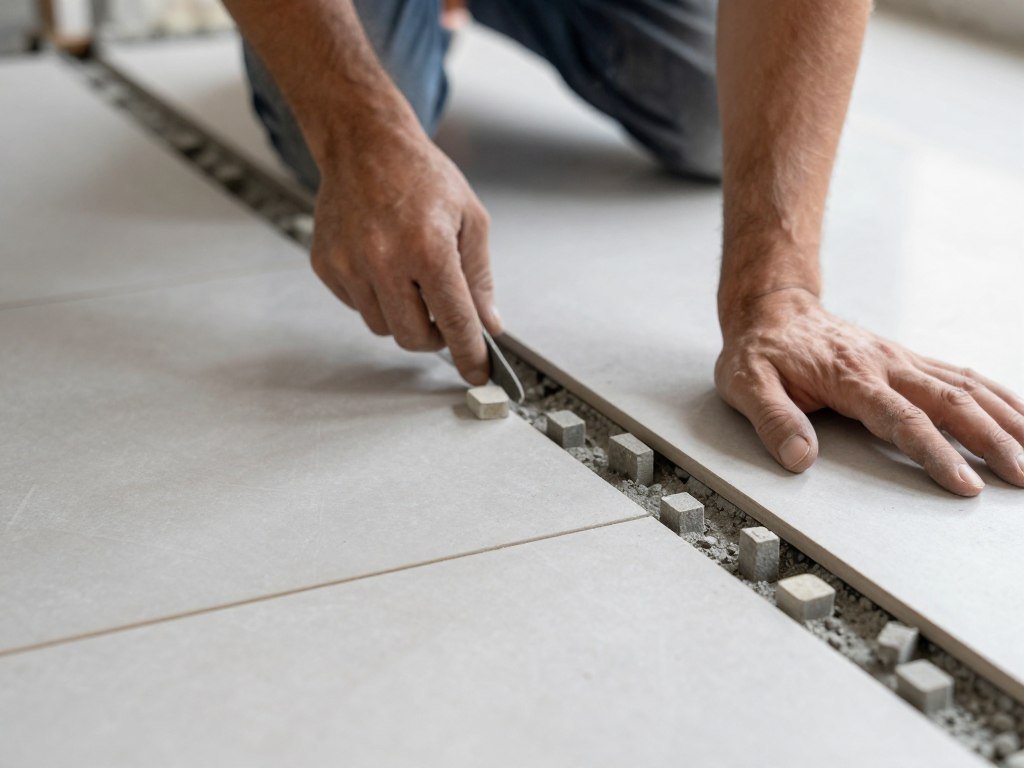 فواصل تيل مثبتة بين البلاط أثناء التركيب