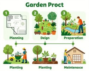 مخطط يوضح مراحل تنفيذ مشروع تنسيق حديقة مخطط يوضح مراحل تنفيذ مشروع تنسيق حديقة