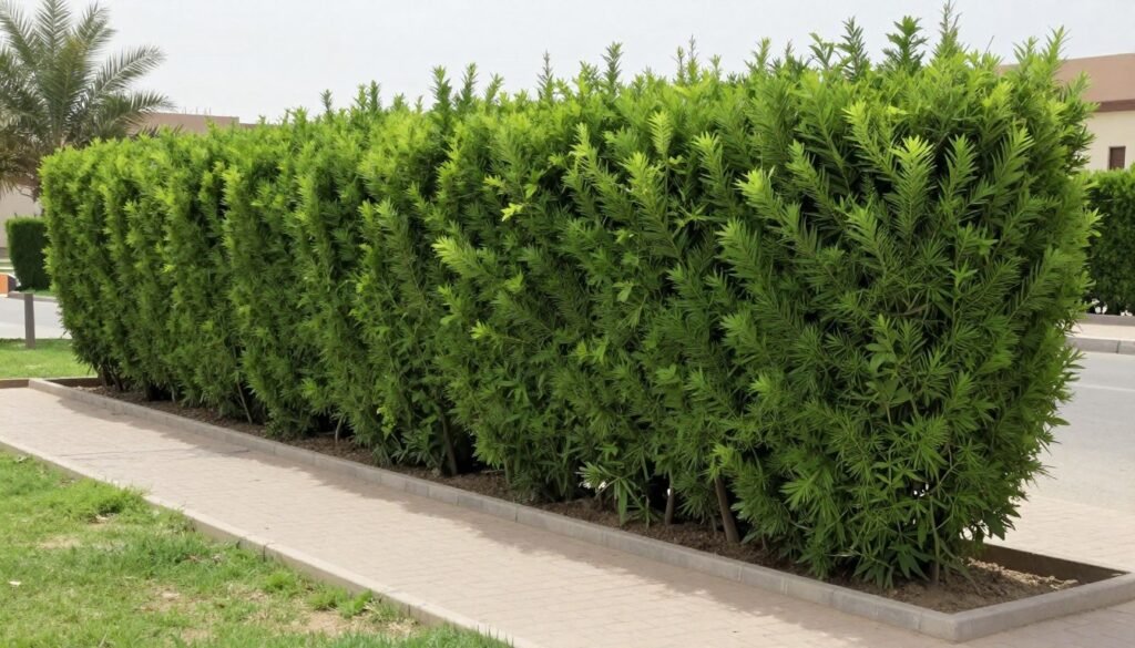 مصدات رياح طبيعية في حديقة كويتية مصدات رياح طبيعية في حديقة كويتية