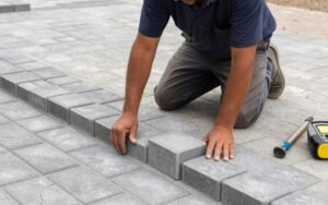 معلم تركيب بلاط متداخل محترف يعمل