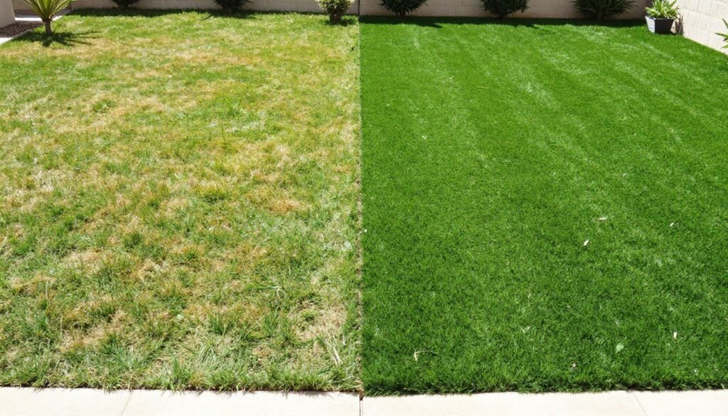 مقارنة بصرية بين حديقة بثيل صناعي وأخرى بثيل طبيعي في الكويت