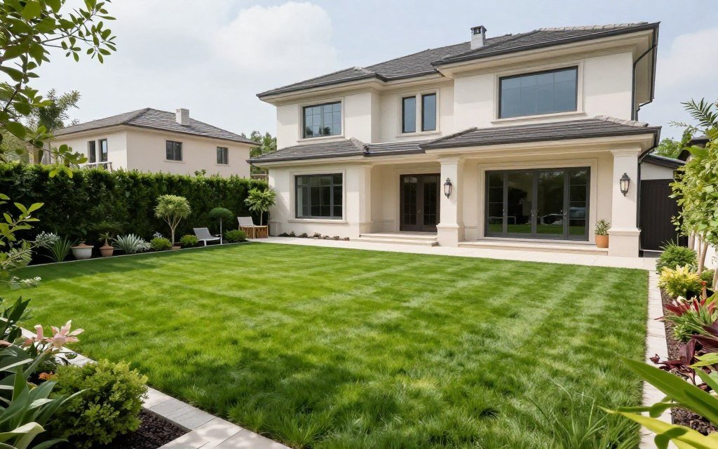 نتيجة نهائية مذهلة لحديقة فيلا بالثيل الطبيعي