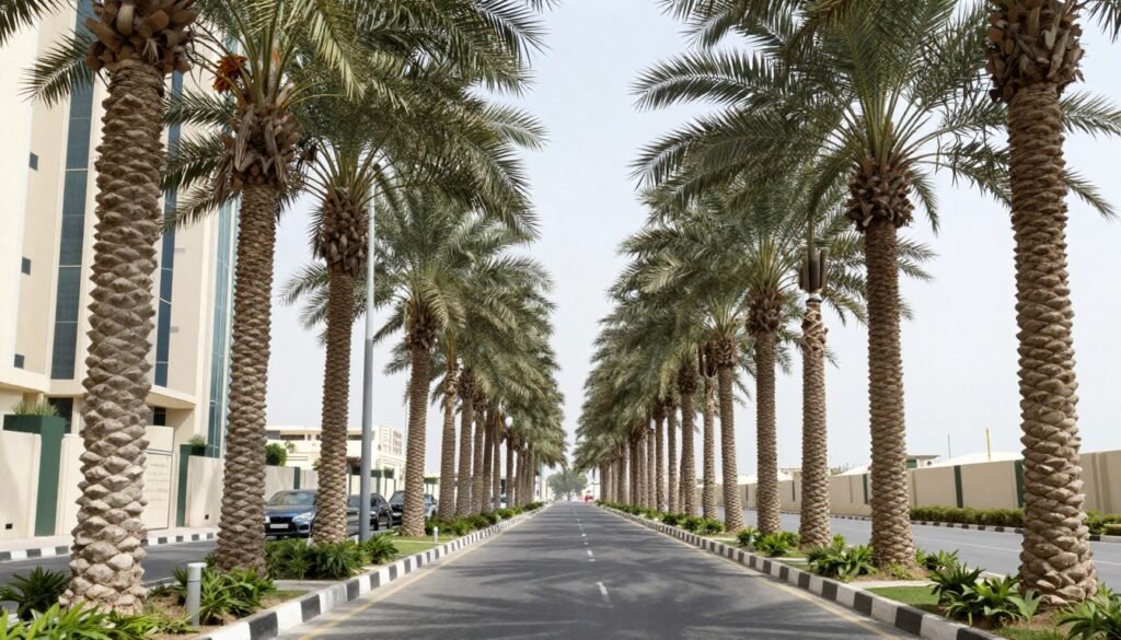 نخيل الواشنطونيا في تنسيق حدائق كويتية