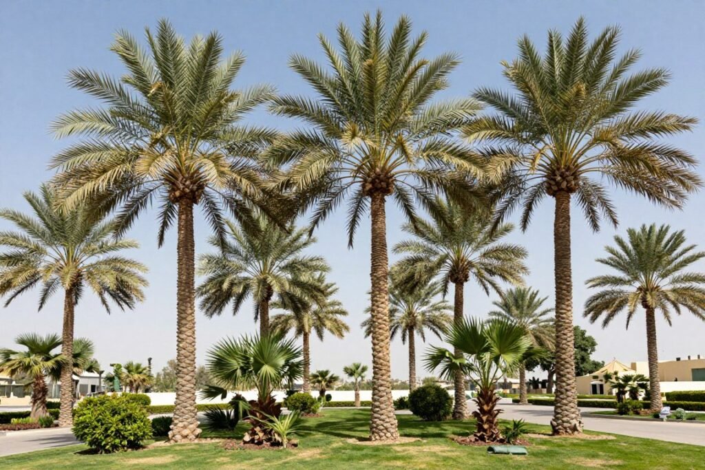 أشجار النخيل في حدائق الكويت