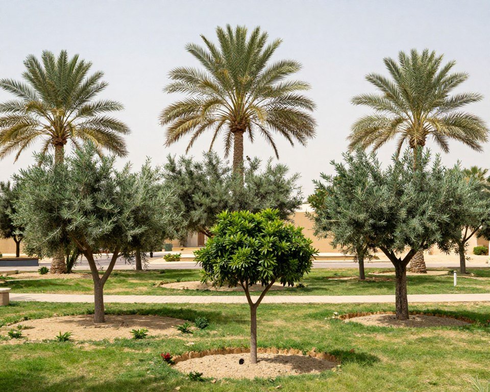 أشجار متنوعة مزروعة في حديقة بصباح الأحمد أشجار متنوعة مزروعة في حديقة بصباح الأحمد