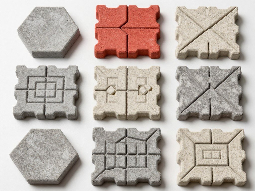 أنواع مختلفة من بلاط متداخل بأشكال وألوان متنوعة