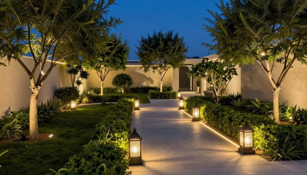 إضاءة حدائق خارجية ليلية في العديلية