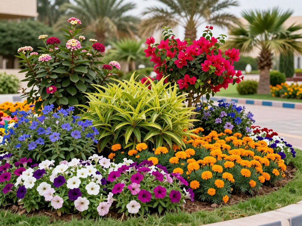 الحدائق الكويت - تنوع النباتات والزهور الملونة الحدائق الكويت - تنوع النباتات والزهور الملونة