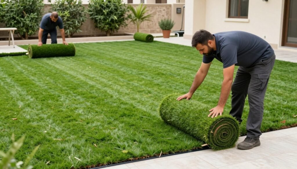 تركيب العشب الطبيعي في حديقة بالفروانية تركيب العشب الطبيعي في حديقة بالفروانية