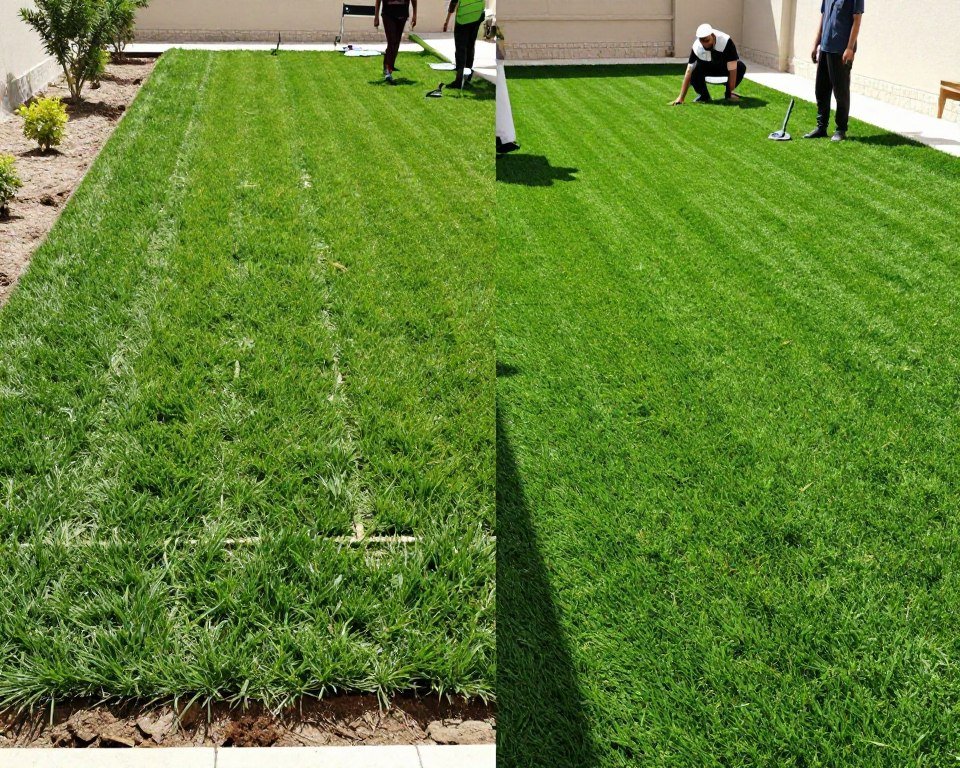 تركيب العشب الطبيعي والصناعي في حدائق الكويت تركيب العشب الطبيعي والصناعي في حدائق الكويت