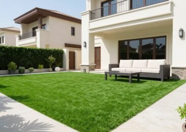 تركيب ثيل صناعي في حديقة منزل كويتي حديثة