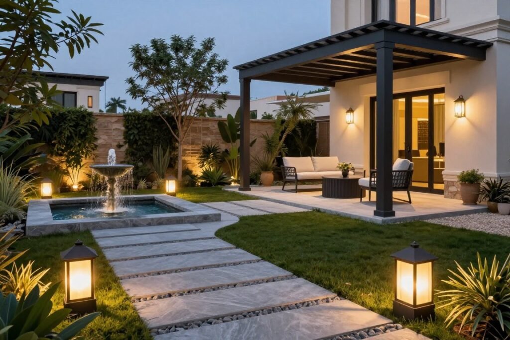 تصميم حدائق عصرية مع عناصر ديكور تصميم حدائق عصرية مع عناصر ديكور