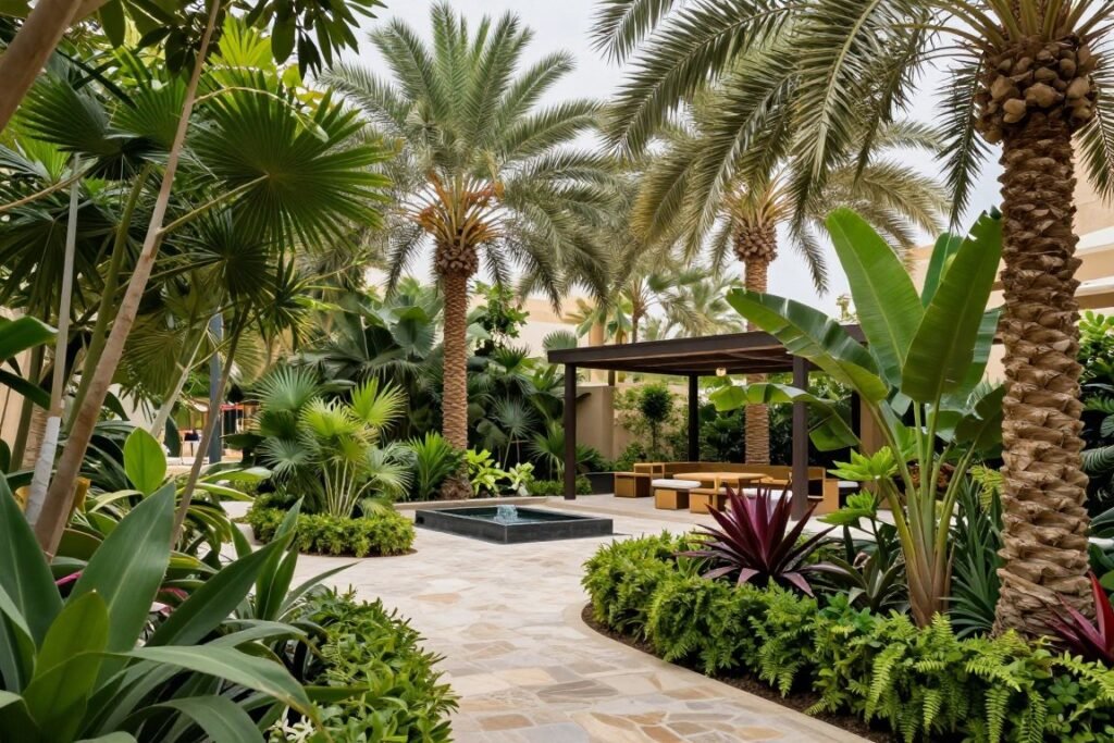 تصميم حديقة استوائية خضراء في الكويت تصميم حديقة استوائية خضراء في الكويت