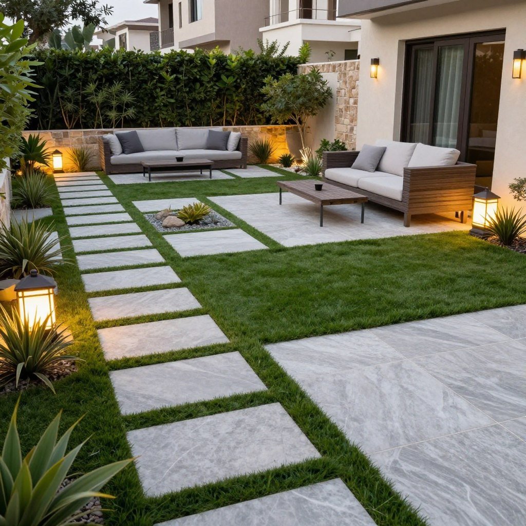 تصميم حديقة منزلية بأسلوب عصري في الروضة