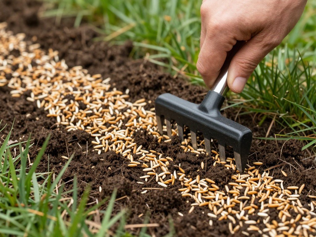 تغطية بذور العشب بطبقة رقيقة من التربة