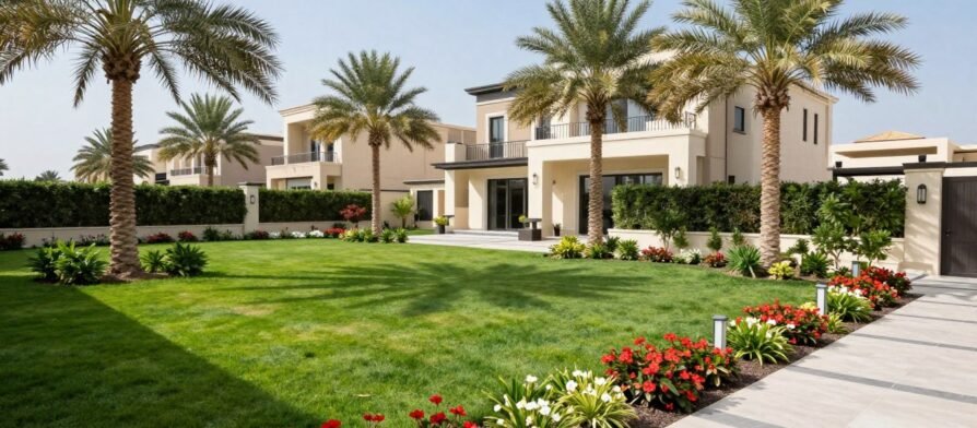 تنسيق حدائق الأحمدي بتصميم عصري وألوان طبيعية متناسقة