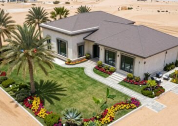 تنسيق حدائق صباح الأحمد - منظر عام لحديقة فيلا فاخرة