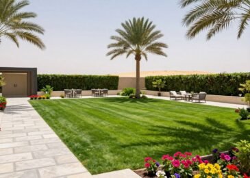 تنسيق حدائق عبدالله المبارك مع تصميم عصري وزراعة متنوعة