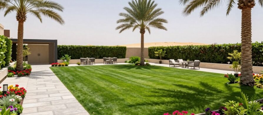 تنسيق حدائق عبدالله المبارك مع تصميم عصري وزراعة متنوعة